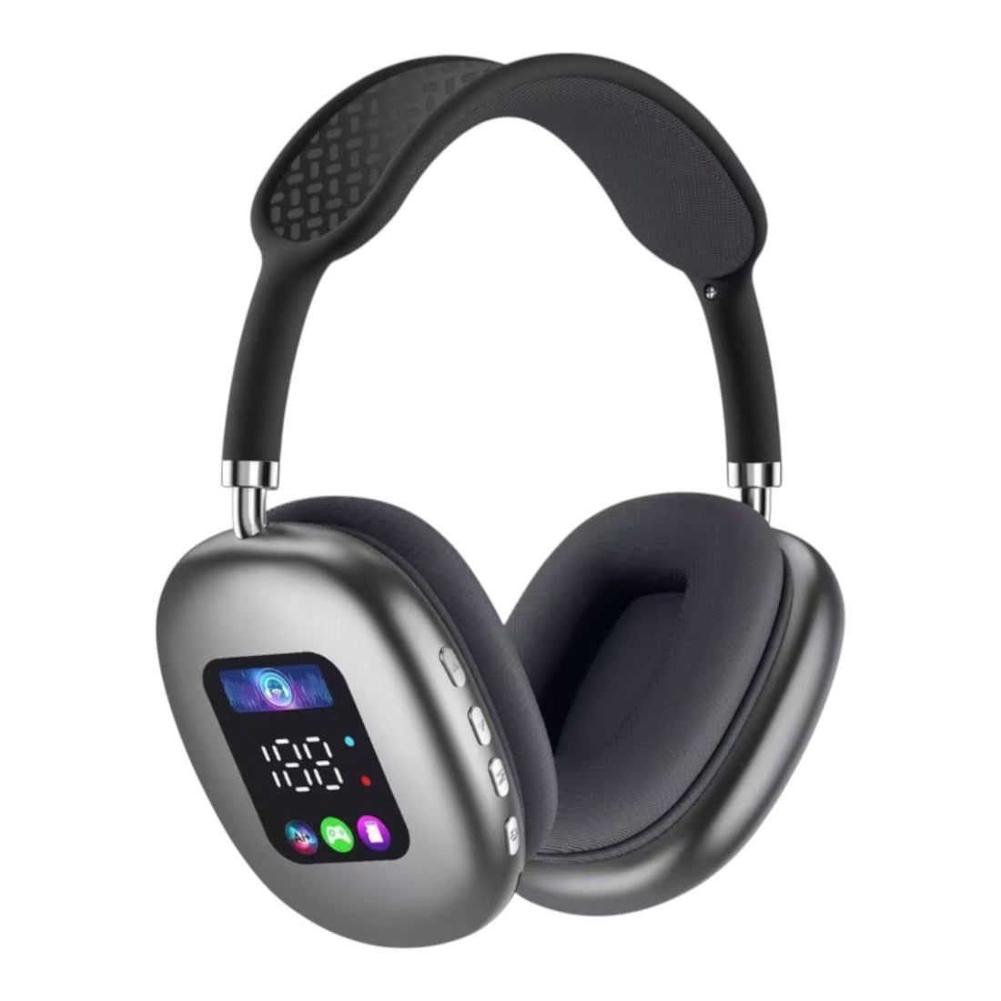 Wireless Bluetooth Display Headphone P9 Digital Display, Hi-Fi Sound Quality, USB-C Charging, Comfortable Soundproof Design, Pure Sound, Havy Bass (Black)
