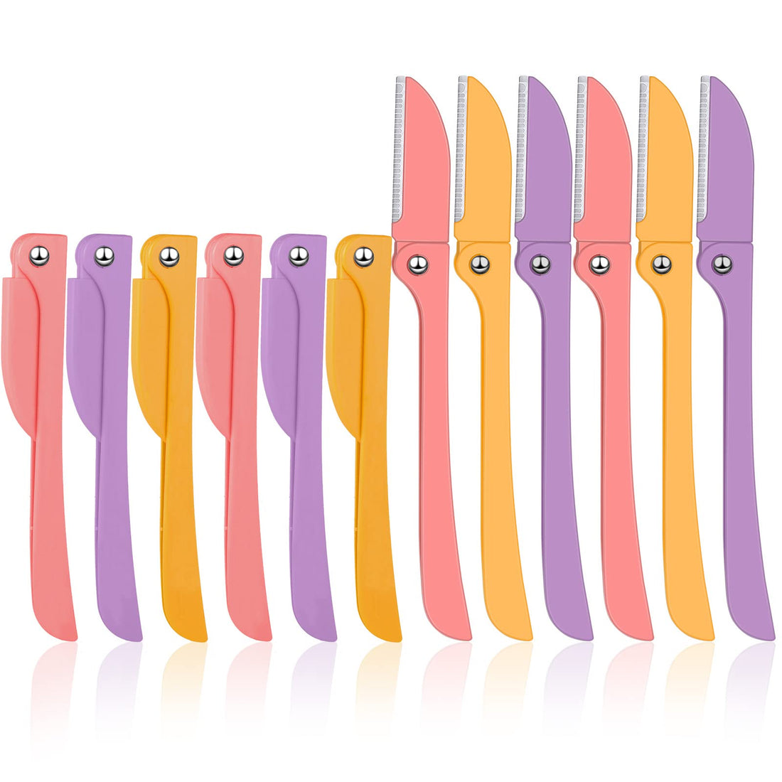 Bonuci 12 Pieces Eyebrow Razor Multipurpose Touch up Razor Flamingo Pattern Eyebrow Trimmer Exfoliating Dermaplaning Tool Facial Hair Trimmer Facial Dermaplane Razors for Women and Men