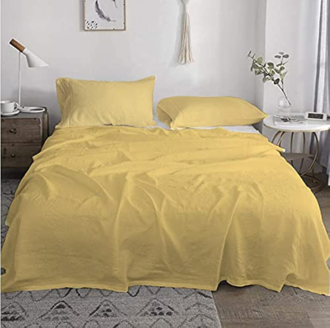 Tigers Trade Lines Flat Sheet Set -Solid Colors -Cotton for Hotel & Home Rooms from 230 * 240cm GOLD
