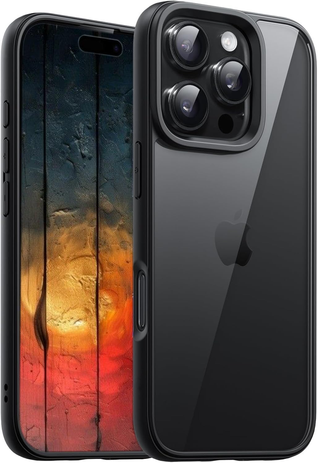 Mobile Magic Shock-absorbing Slim Fit Bumper Case Solid Matte Black TPU Frame with Anti-Scratch Clear Back for Apple iphone (16 Pro Max)