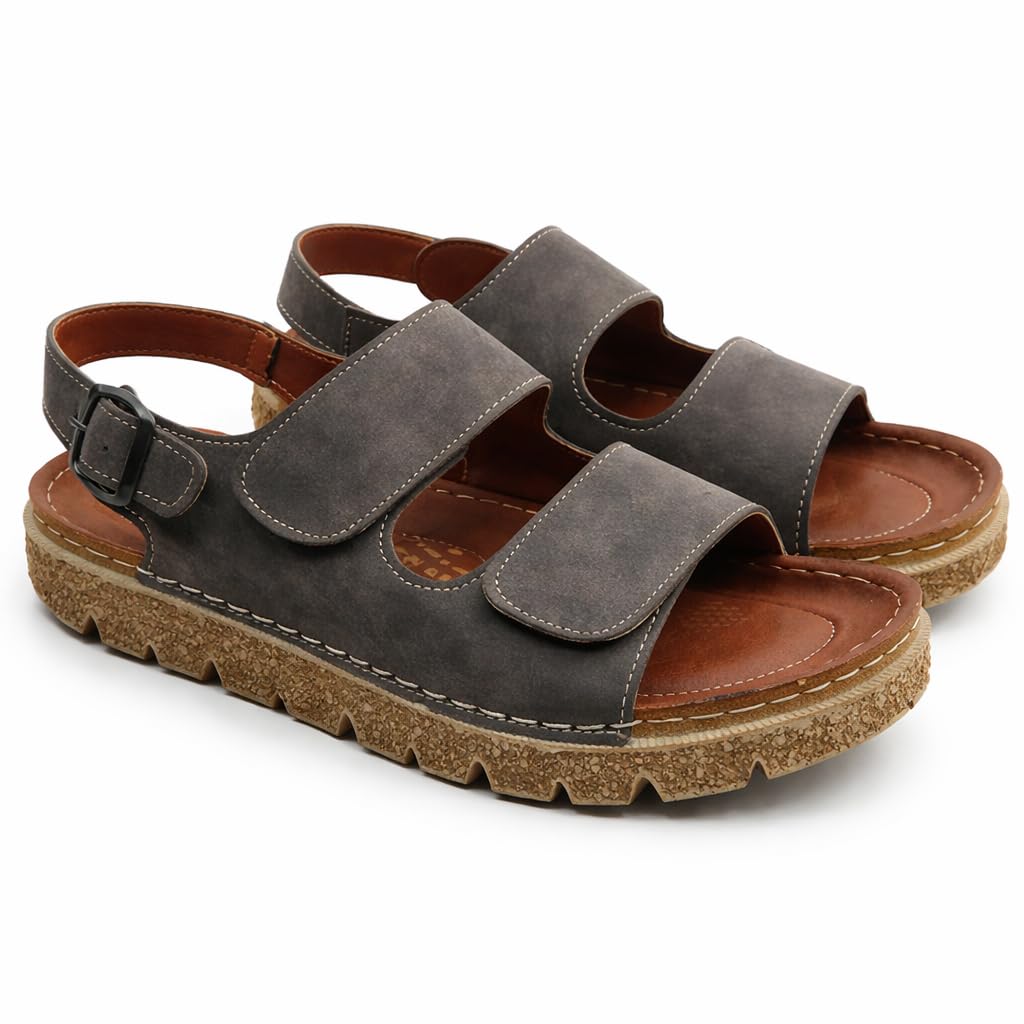 Comfortable men’s sandals with a modern design—lightweight orthopedic sole with adjustable hook-and-loop straps and a fixed back strap—suitable for daily use and walking. Size - F10