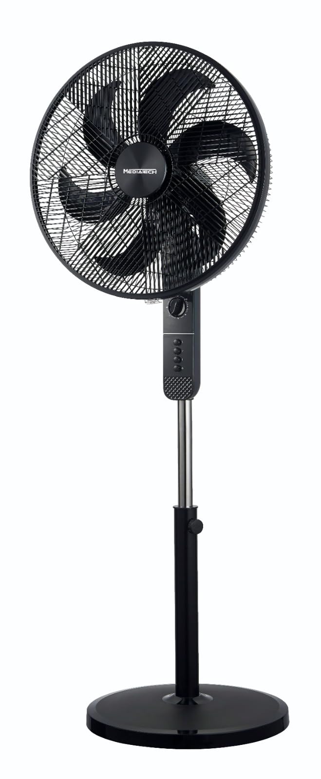 MediaTech Hawa Hawa Stand Fan – 18 Inch, 75W, 6 Blades, 3 Speed,Silent Technology, copper motor, Black (MT-SF46M)