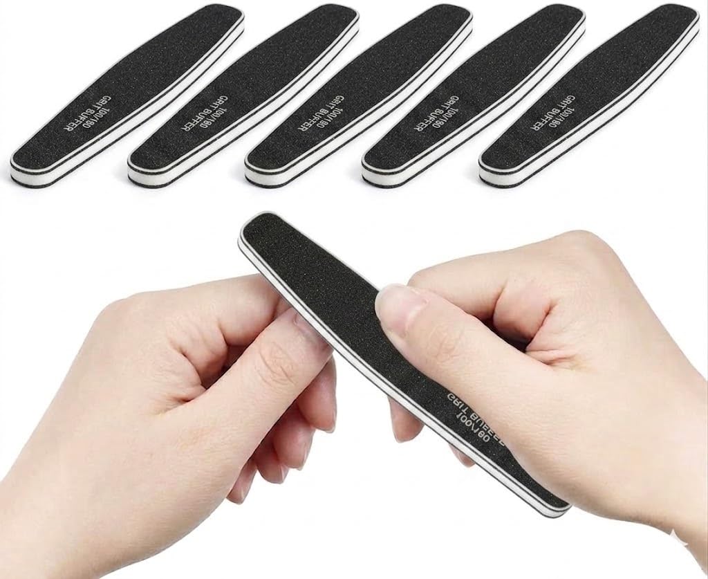 Nail File, black Nail Files Double Sided Emery Boards for Nails 1pc Nail Filer for Natural Nails Fingernail Files Set for Acrylic Nails for Woman Girls- 180/240 GRITE-12mm