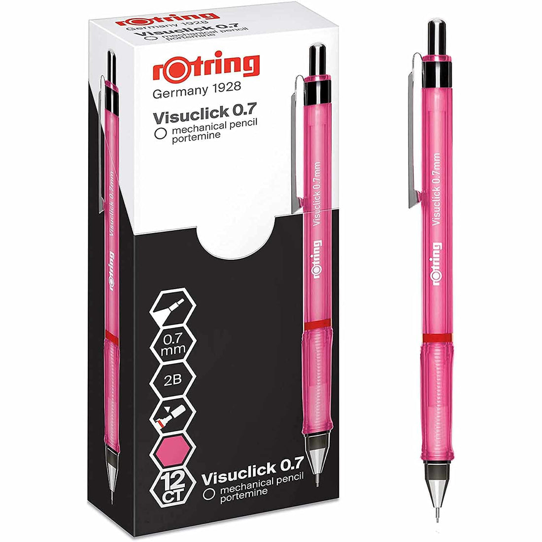 ROTRING Visuclick Mechanical Pencil 0.7 mm 2B Vivid Rose