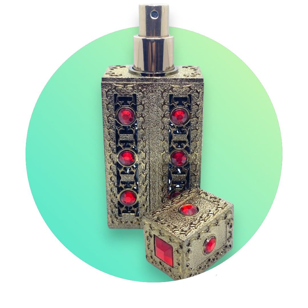 1 Pcs Empty Refillable Perfume Bottle - Essential Oils - Distinctively Decorated Perfume Vials 50ml/1.69oz (Rectangular)