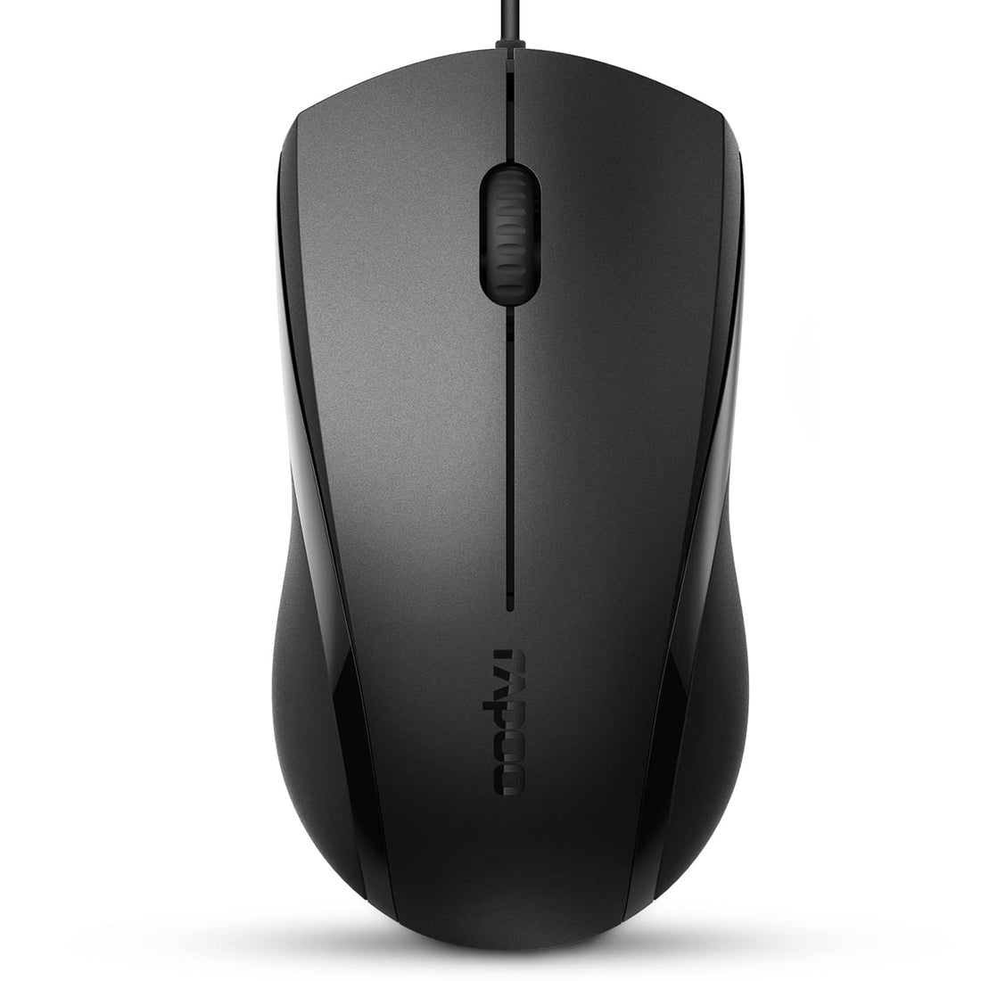 Rapoo N1200 Silent Wired Mouse, 1000 DPI 5ft Cord Quiet Button Optical Computer Mouse, Left Right Hand Use, for Laptop Chromebook Mac Notebook, Matte Black