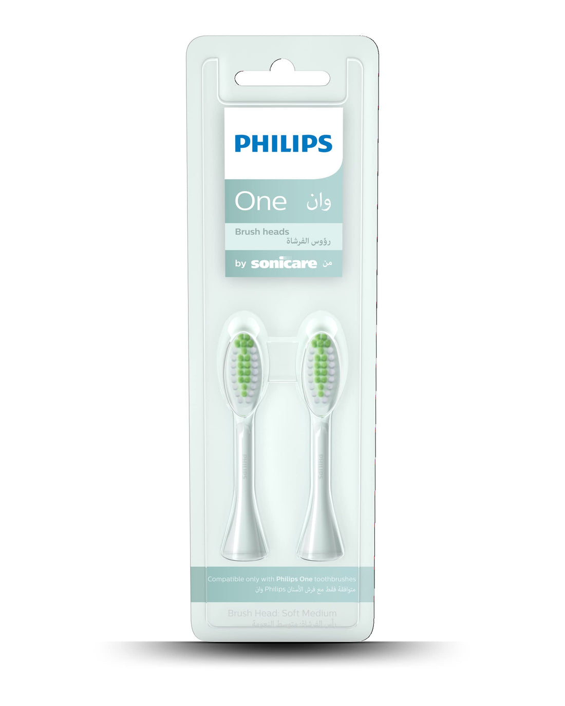 Philips One By Sonicare, 2 Brush Heads, Mint Light Blue, BH1022/03