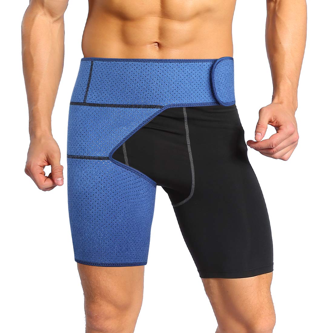 Groin Support Hip Brace for Sciatica Nerve Pain Relief, Compression Hip Wrap Protector Hamstring Strap for Joints, Strains, Arthritis, Pulled Muscles, Surgery Recover for Women and Men( Navy Blue)