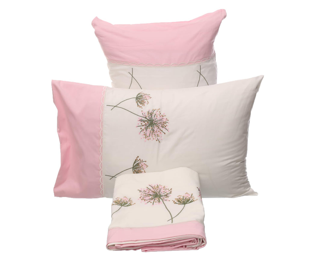Gold Cremco Crystal Aromatherapy Bedding Set 5-Pieces, Off White/Rose