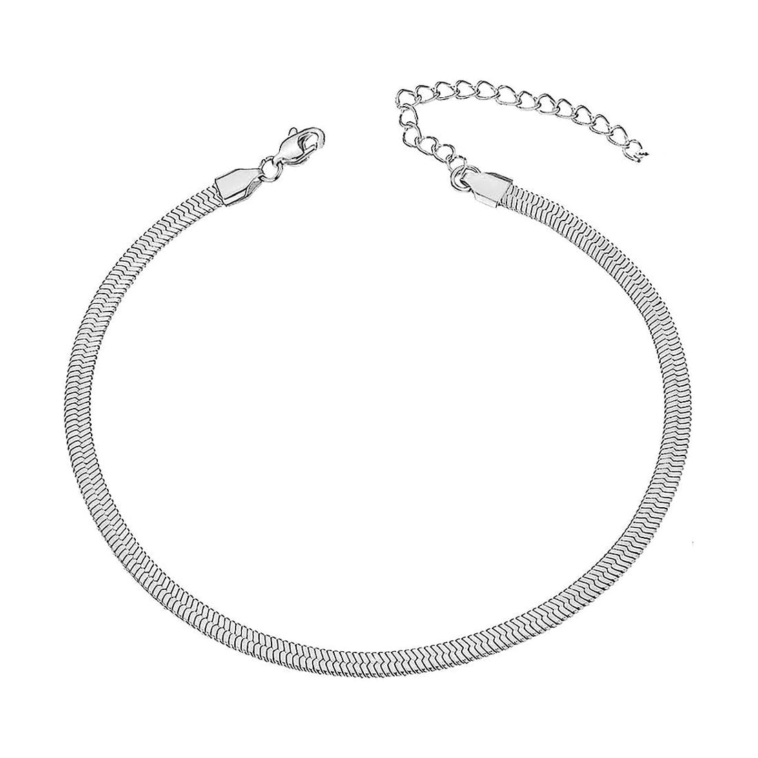 18K Gold Plated Stainless Steel Flat Snake Chain Link Dainty Ankle Bracelets for women, Boho Cute Summer Beach Anklet Foot Jewelry By Julia Store