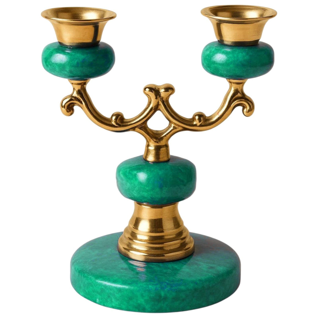 SS ANTIQUITY&MARBLE Candlestick with 2 Natural Marble and Premium Copper Candlesticks, a luxurious piece that combines classic art and modern elegance to enrich your home decor. (GREEN)
