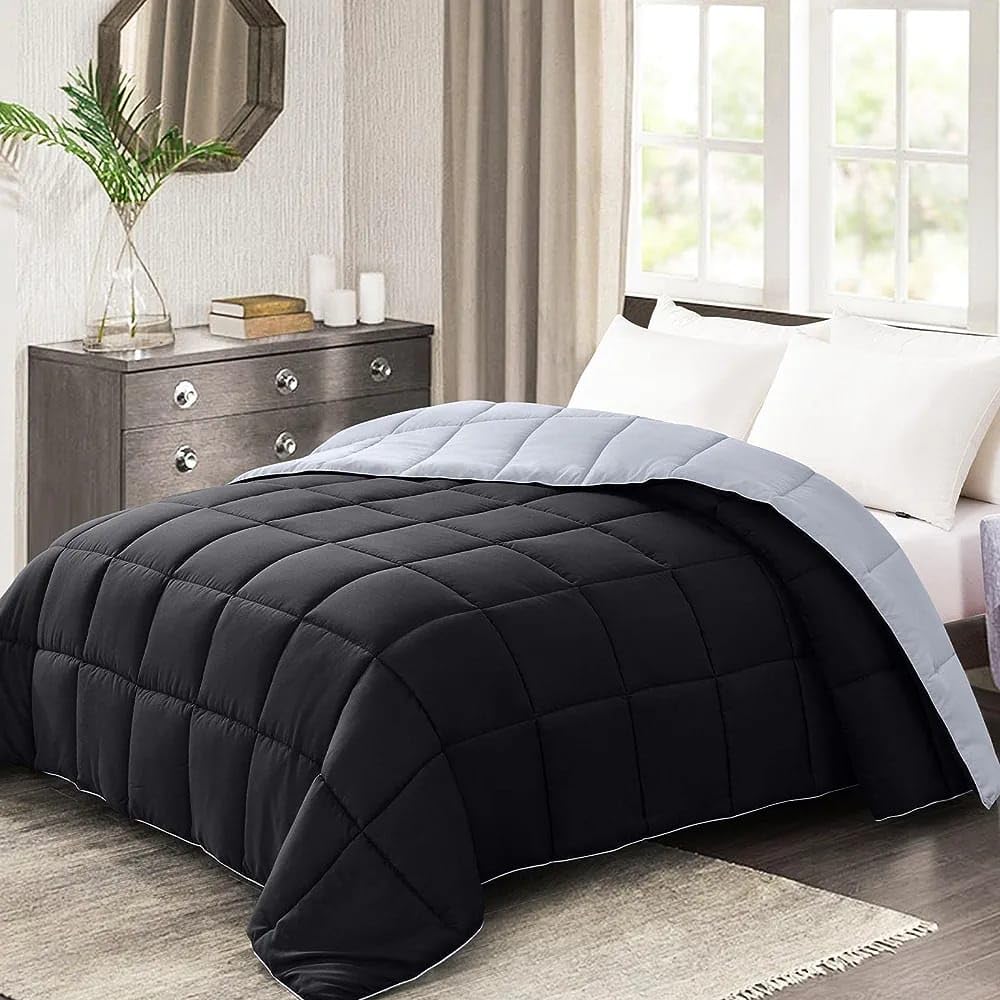 Line Sleep Double Face Bed Quilt (Black, 220.240)