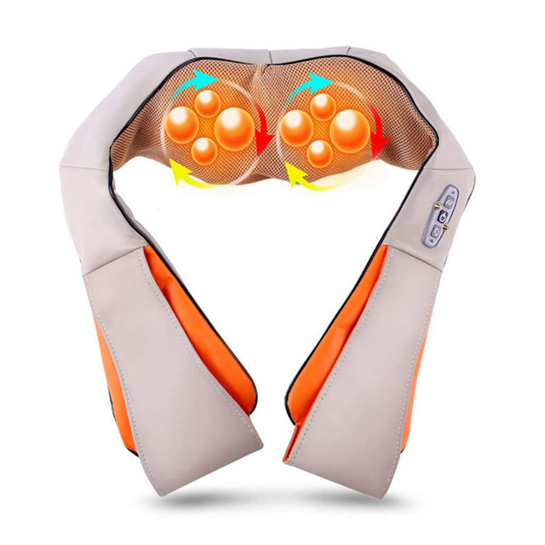 Vinteky Basic Shiatsu Neck and Shoulder Massager with 4D Rotation and Heat Function for Relaxing Fatigue at Home, Office or Car (Grey)