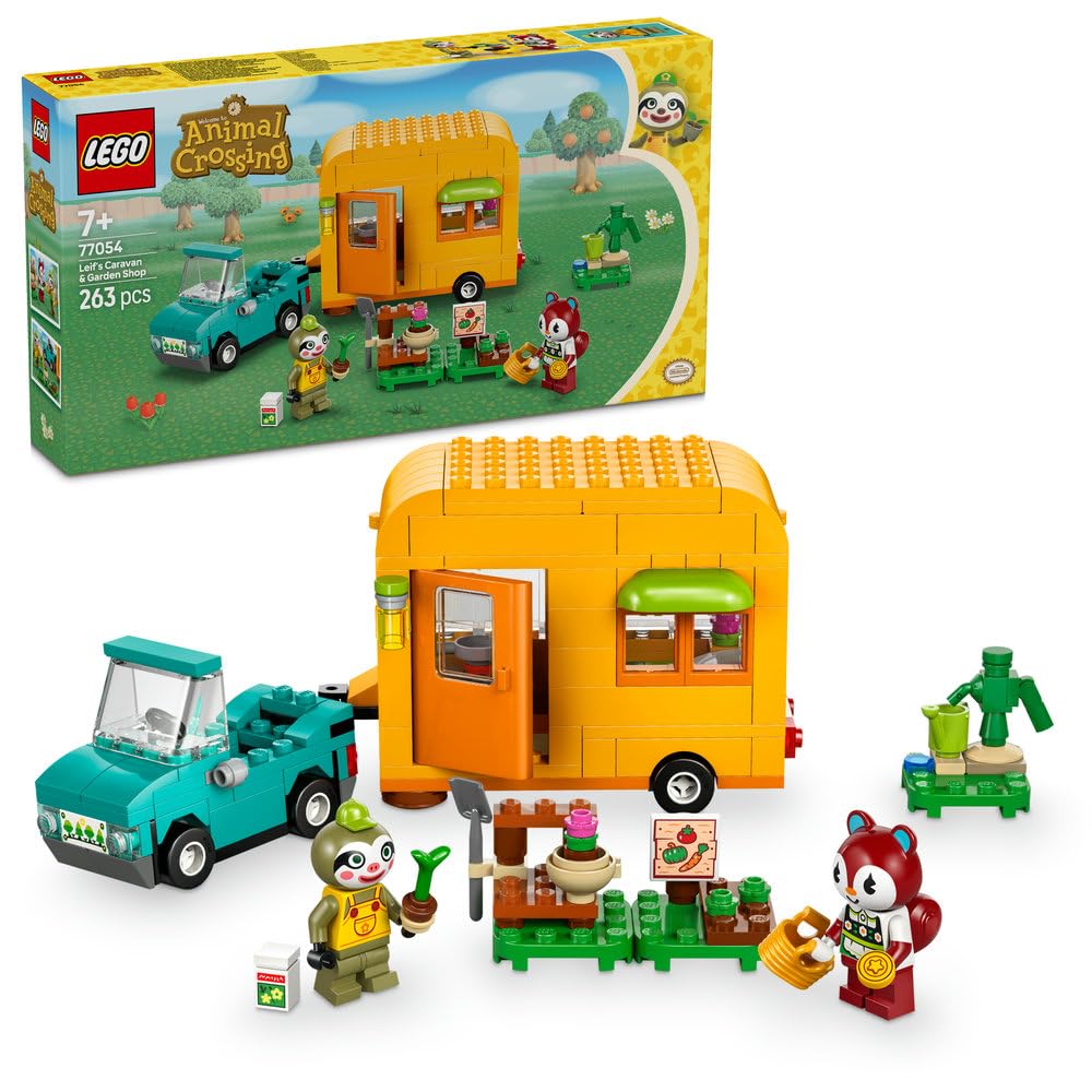 LEGO Animal Crossing Leif’s Caravan & Garden Shop, Pretend Play Vehicle Building Set with Car Toy for 7 Plus Year Old Girls & Boys, Kids' Birthday Gift Idea 77054