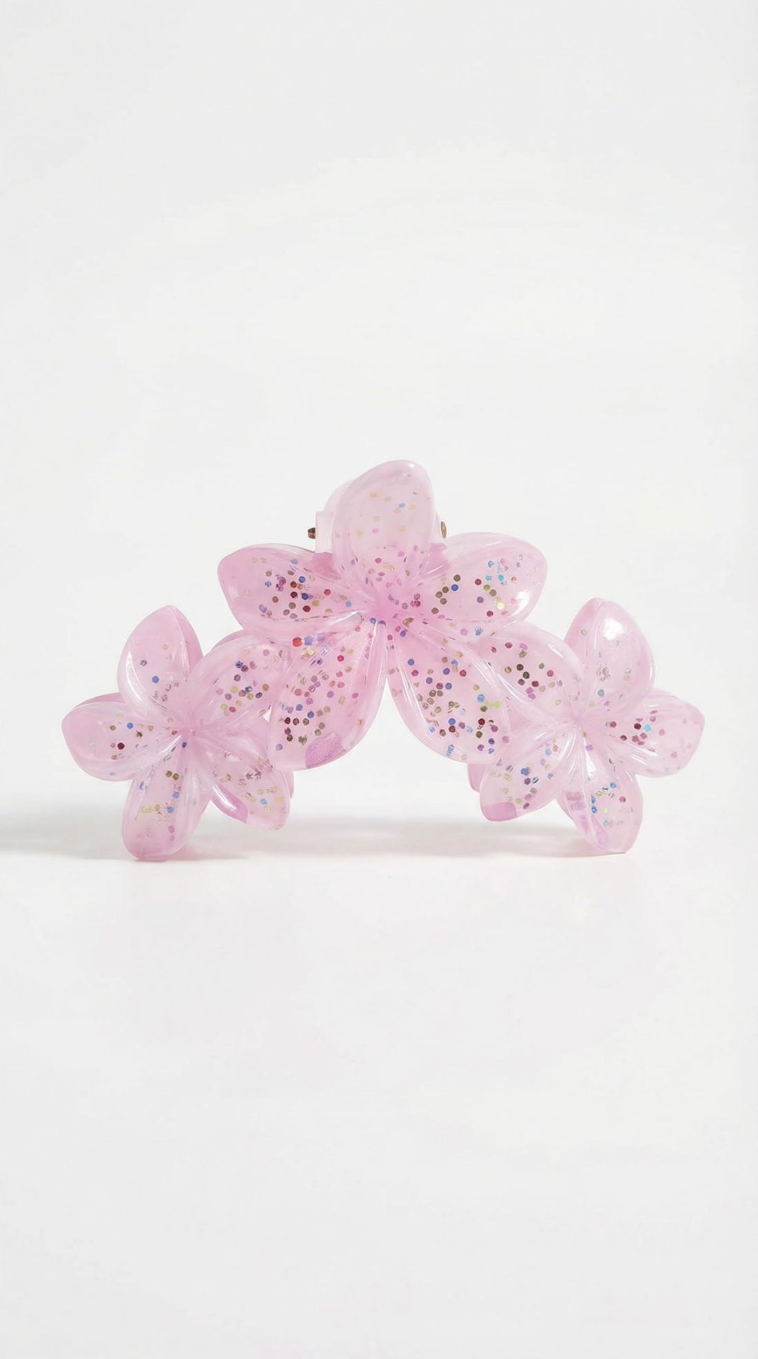 Nopatia Fashion "Glitter" Flower Hair Clip, Transparent Hair Clip with Triangular Floral Details, Elegant and High Quality Hair Styling Accessory (pink)