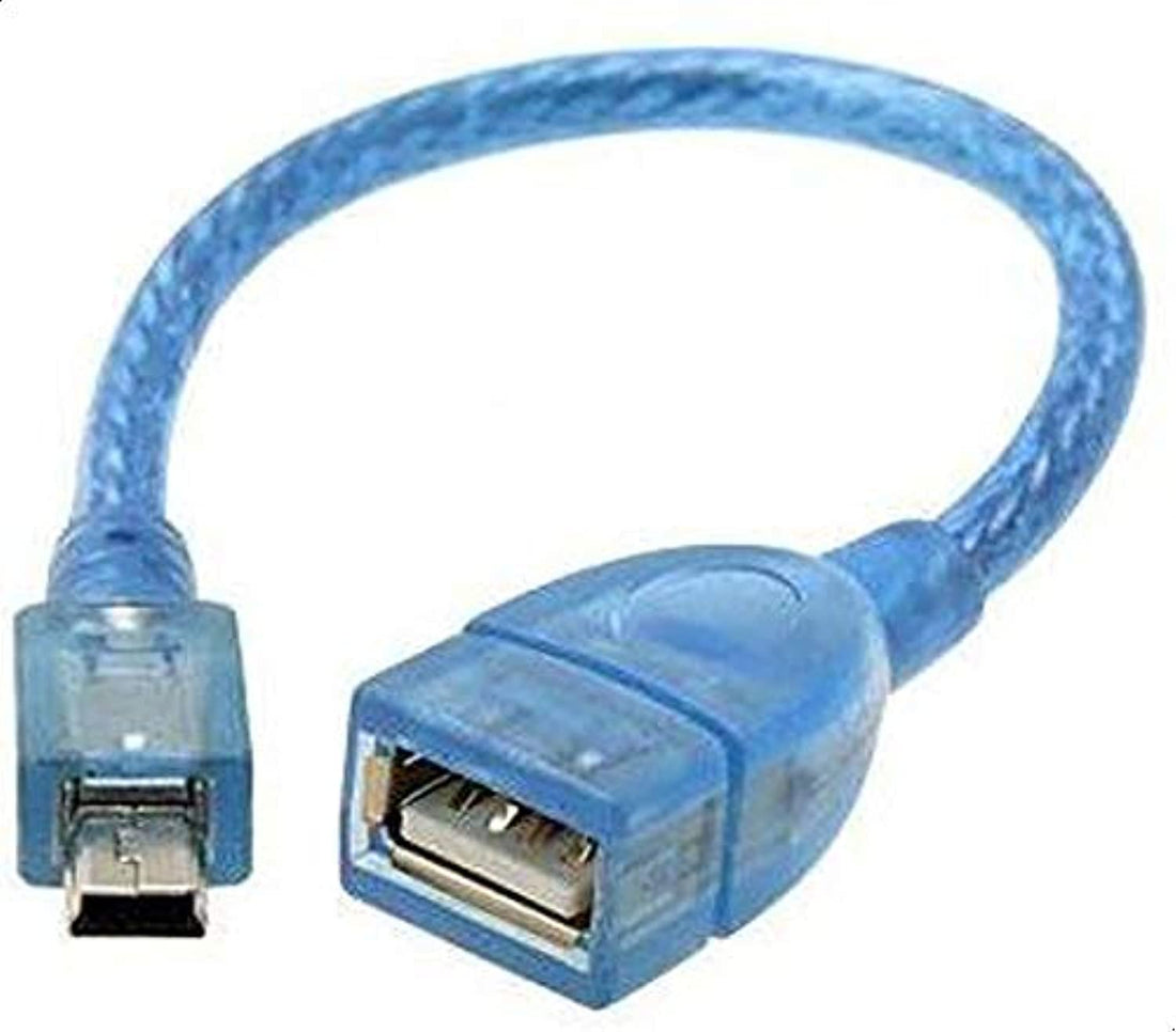 Usb female a to usb mini male b 5 pin adapter cable blue