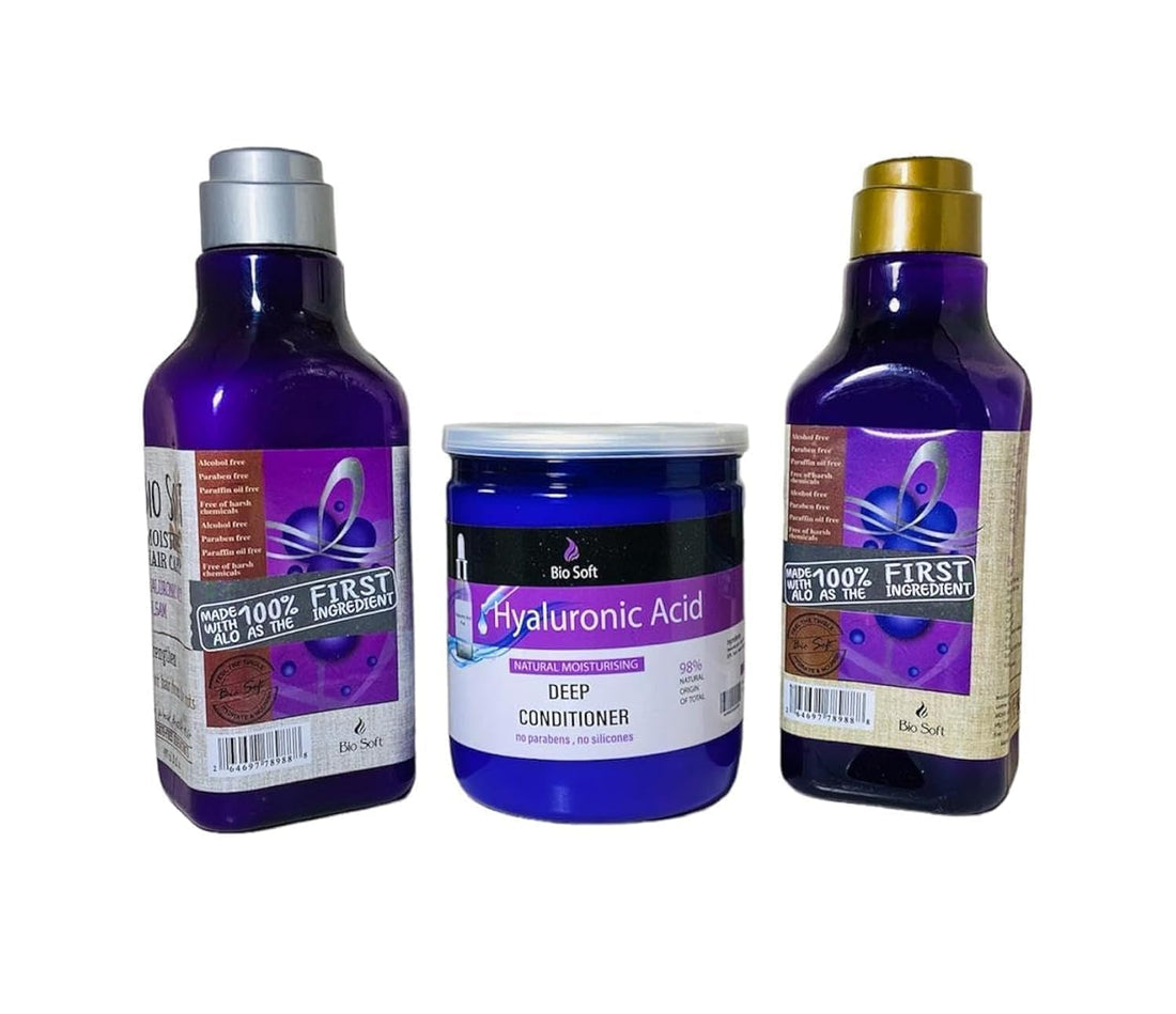 bio soft hair set shampoo, conditioner and bath cream