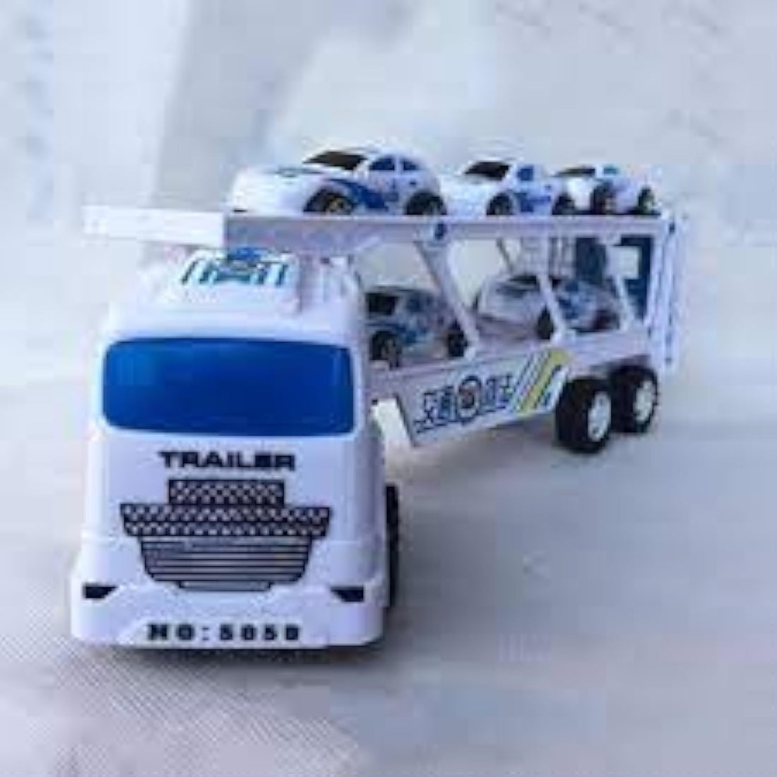 Police Truck Toy Carrier 5 Cars Police/Child Imagination Development Toy with Whole Family Integration Baby Feeling Safe Helps Develop Talent Stress Relieves Intelligence Development, White