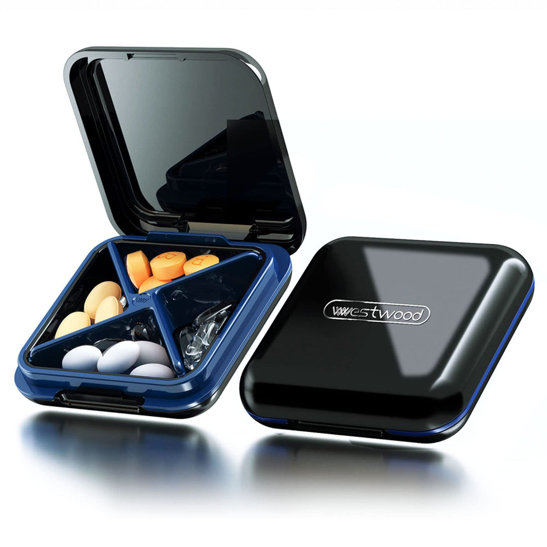 Small Pill Case, Portable Daily Pill Box Organizer - Waterproof Pretty Cute Pill Container for Purse Pocket, Compact Travel Medicine Holder for Vitamins, Fish Oils, Supplements, Pink
