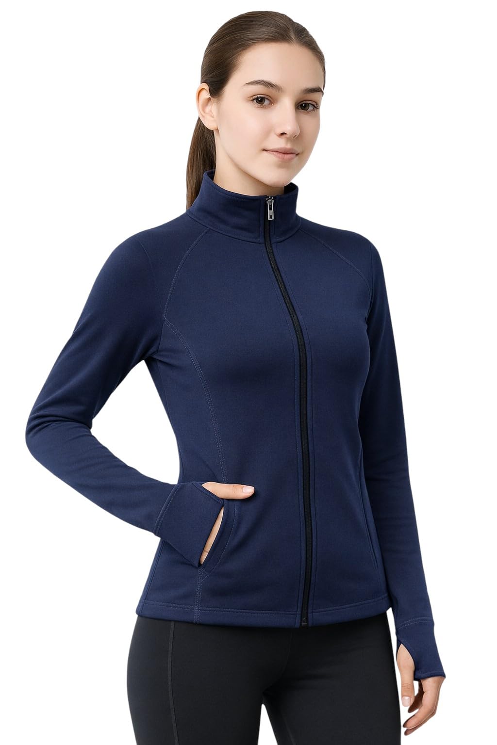 MEZA Dry Fit Sweatshirts for Girls and Women Soft Stretch Long Sleeve Gym Walking Everyday T-Shirt with Zipper