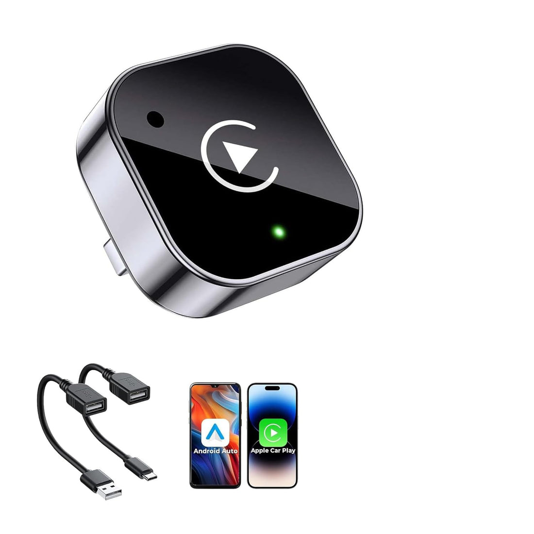 Wireless CarPlay & Android Auto Adapter for iPhone & Android – 2-in-1 Plug & Play USB Dongle with Fast Auto Connection, Stable Wireless Streaming for Factory Wired CarPlay Cars 2016+