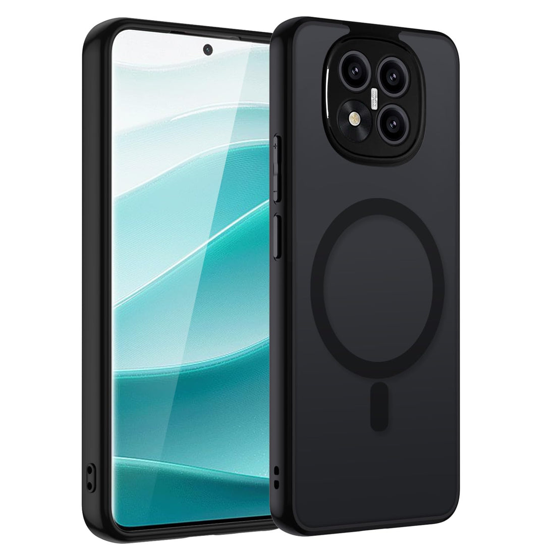 Magnetic Case for Xiaomi Redmi Note 14 Pro Plus 5G/Note 14 Pro+ 5G, Mobile Phone Case Matt Translucent Slim Hard Case Scratch-Resistant PC Back + TPU Bumper Shockproof Protective Case - Black