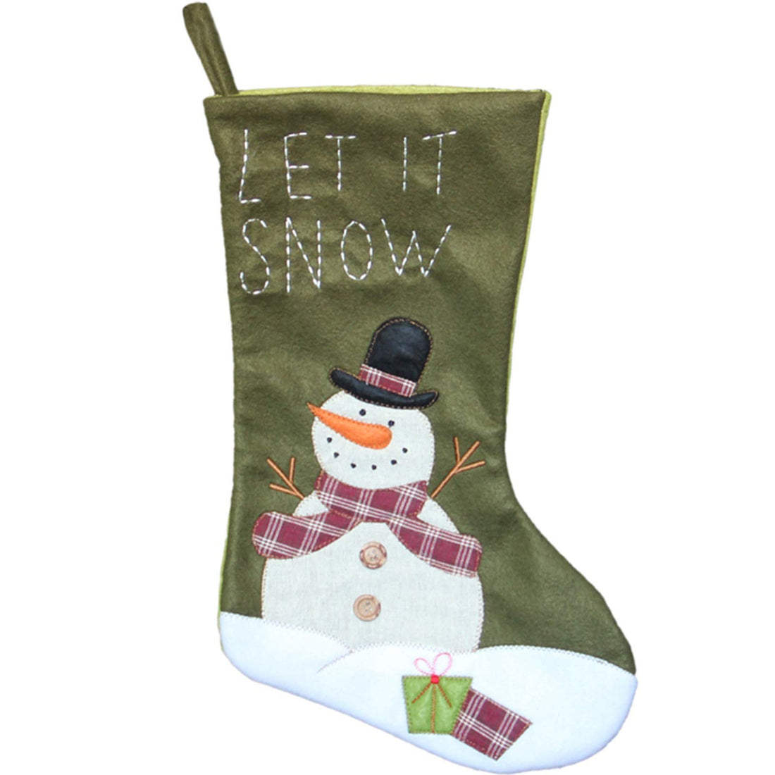 Lulu Home Christmas Stockings, 18 inches Large Flannel Snowman Stockings for Christmas Holiday Party Decorations One Piece