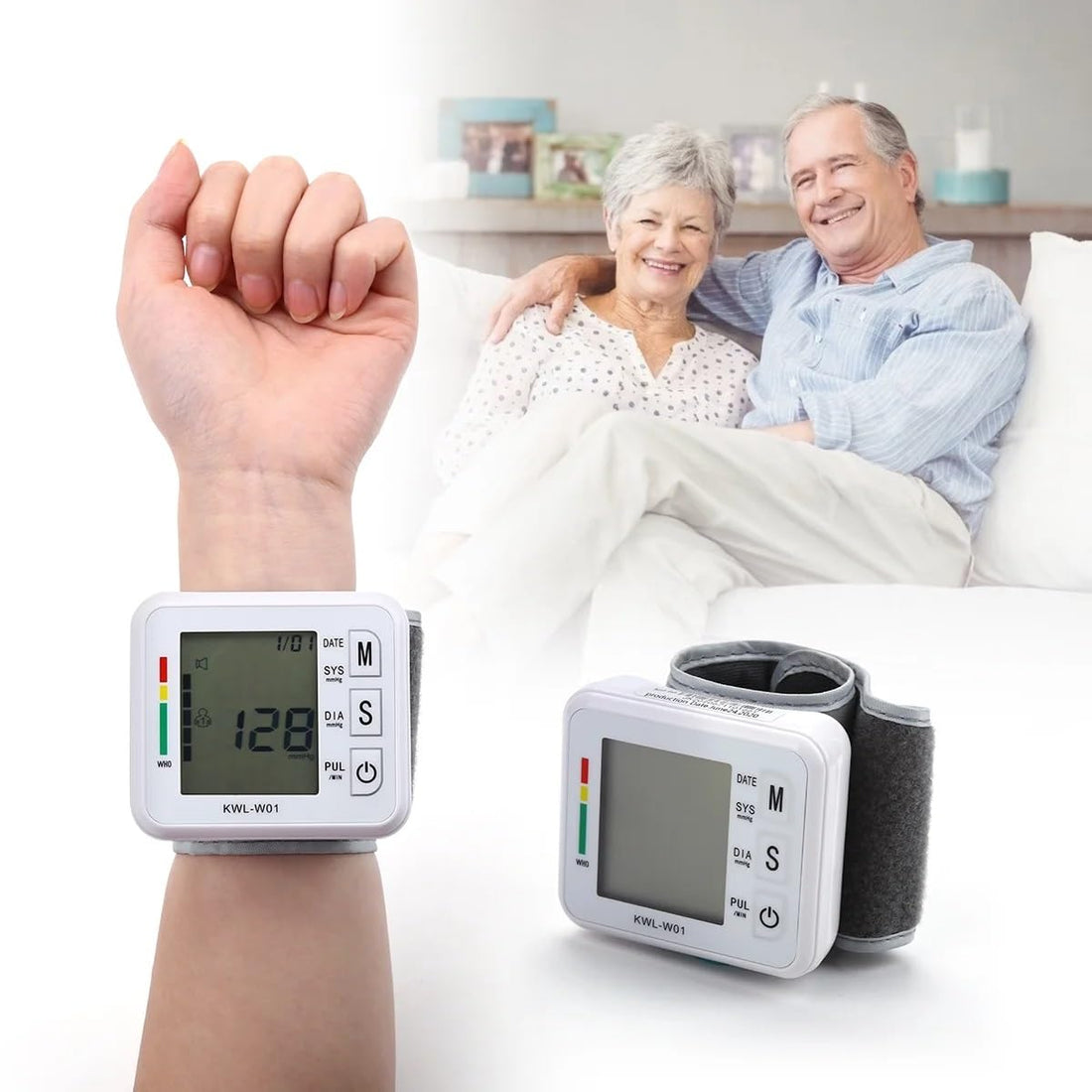 Wrist Blood Pressure Monitor with Digital LCD Display – Blood Pressure & Heart Rate Monitor, Irregular Heart Rate Detection, Adjustable Wristband, 99 Readings Storage, Home Use