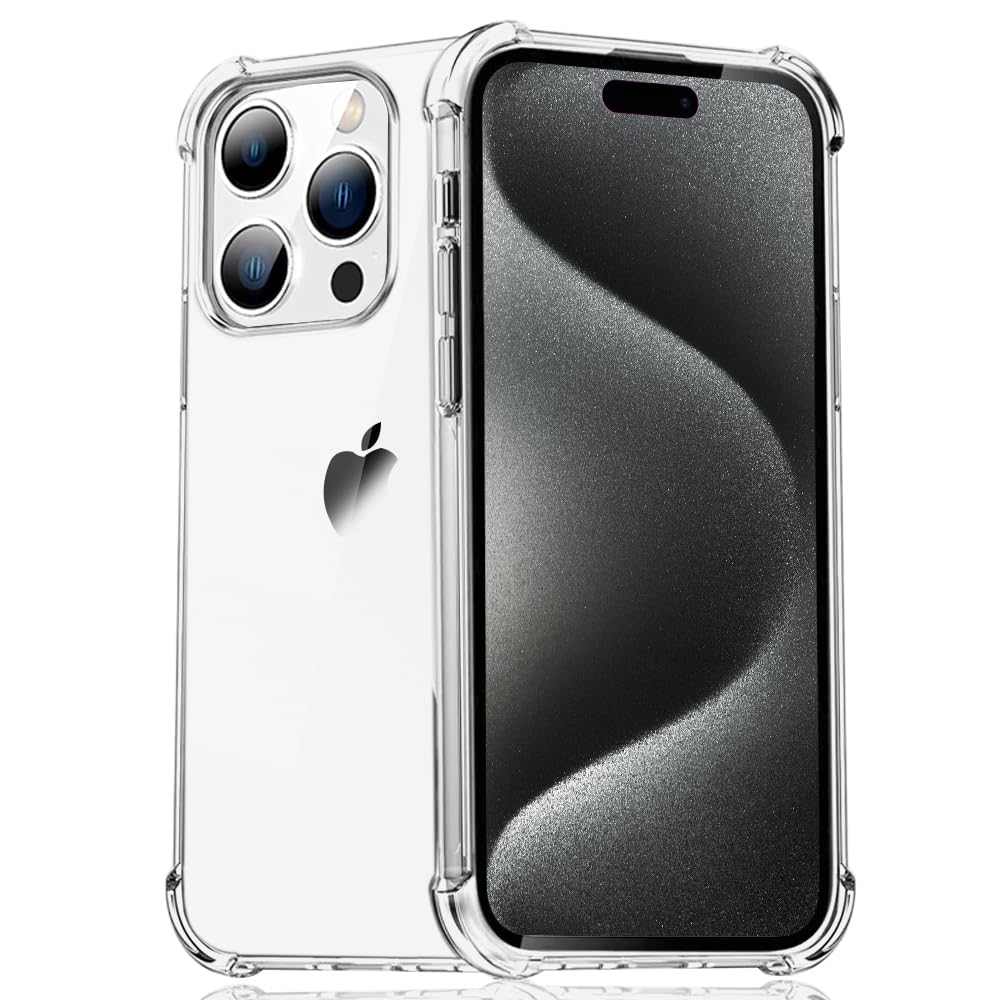 Melomon Case for iPhone 15 Pro Max, Advanced Airbag Drop Protection,Transparent Hard Back PC & Shockproof TPU Bumper Phone Cover, Anti-Scratch for iPhone 15 Pro Max 6.7-Inch (2023) - Crystal Clear