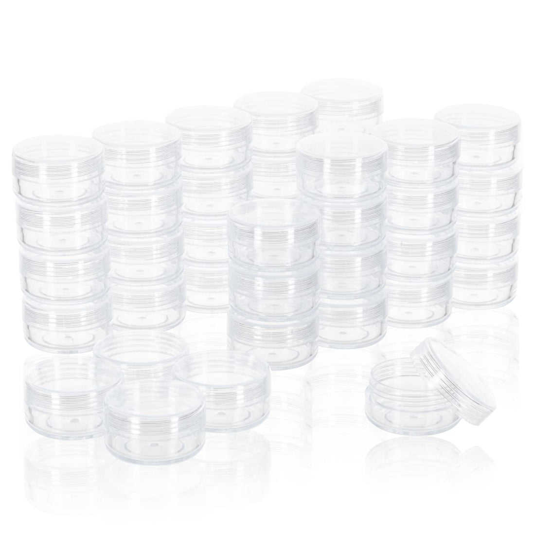 10 Gram Sample Containers with lids, 40PCS Clear Sample Jars, Small Cosmetic Containers for Lip Balms, Lotion, Eye Shadow, Liquids (with Transparent Lid, Labels)