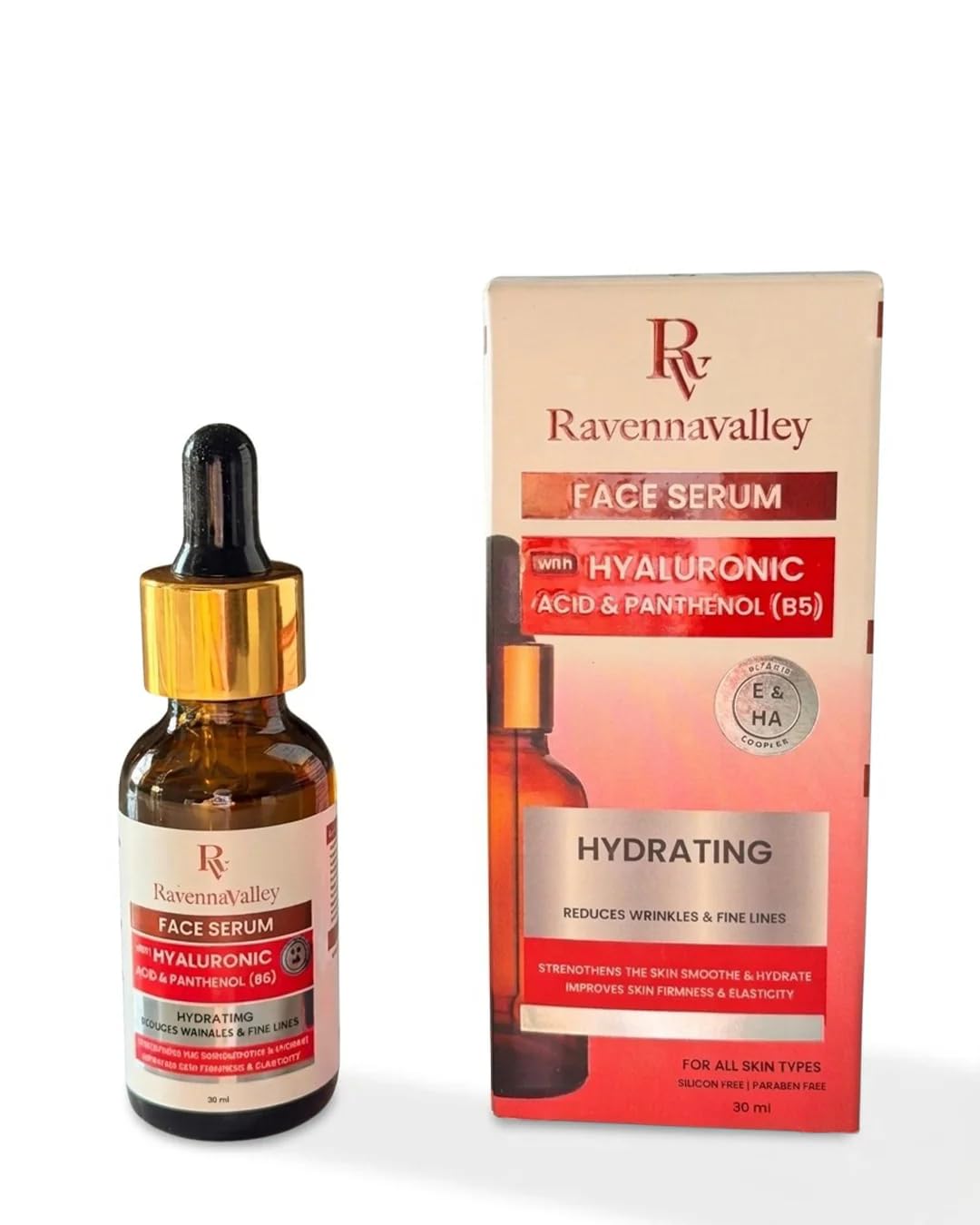 Hyaluronic Acid Face Serum, Hydrating, with Panthenol and Vitamin E, for All Skin Types 30ml