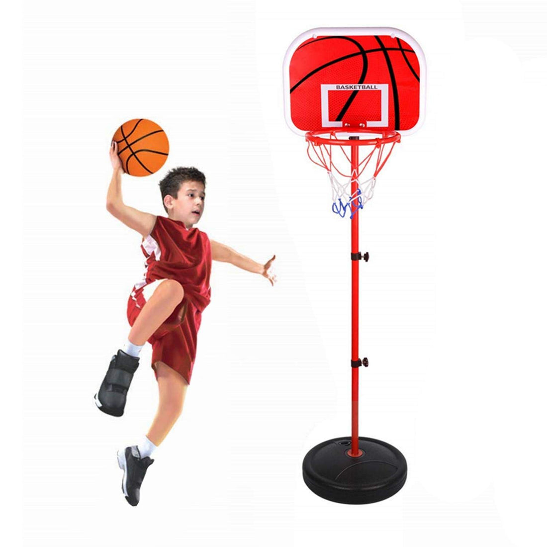 Basketball Stand Set 1.65m Children Portable Mini Basketball Hoop Height adjustable Stand with Three balls for Kids