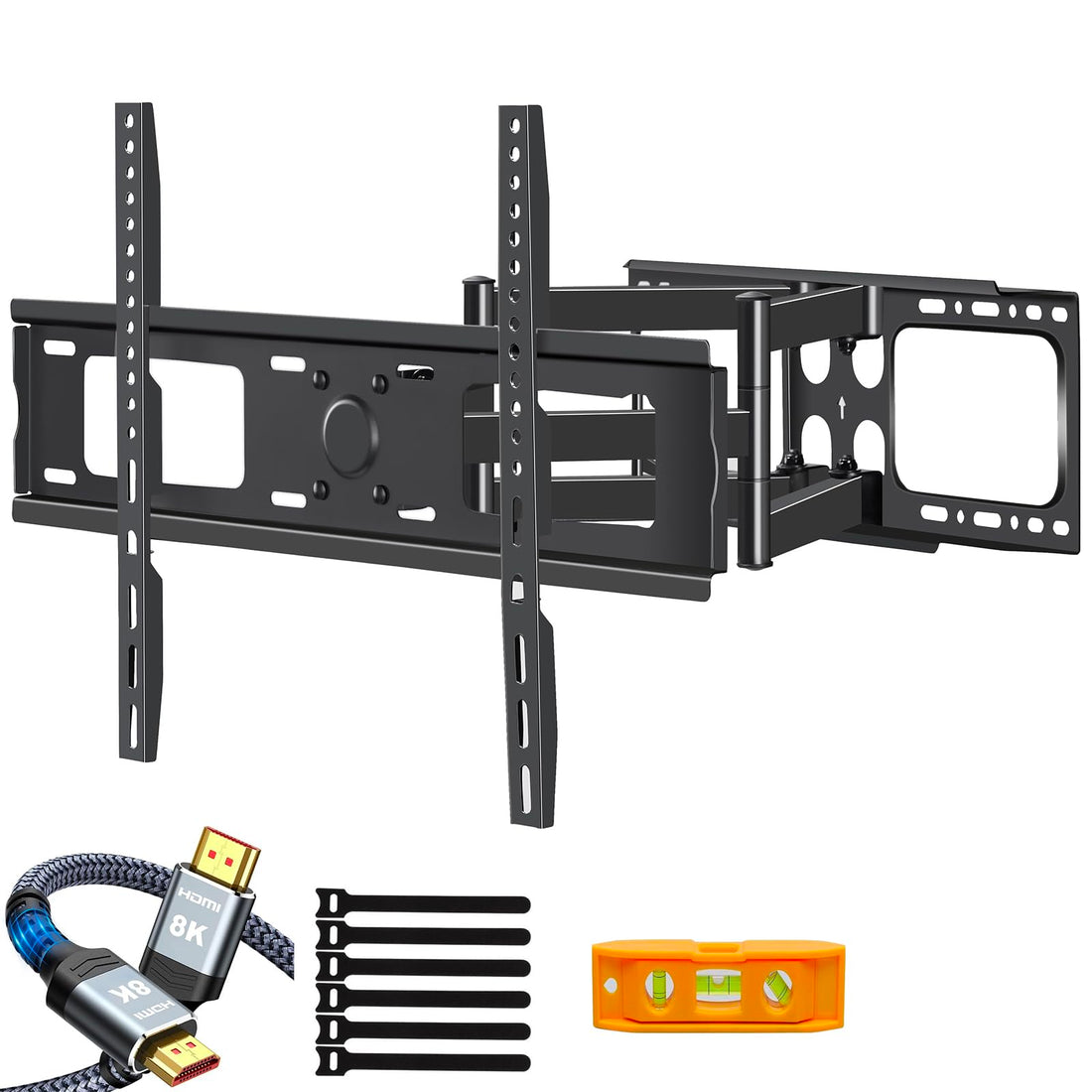 TV Wall Mount for Screens of 32-85 Inches up to 60 kg, Full Motion TV Wall Bracket with Two Articulated Arms, Tilt, Swivel and Extension, HDMI 2.1 8K Cable Included