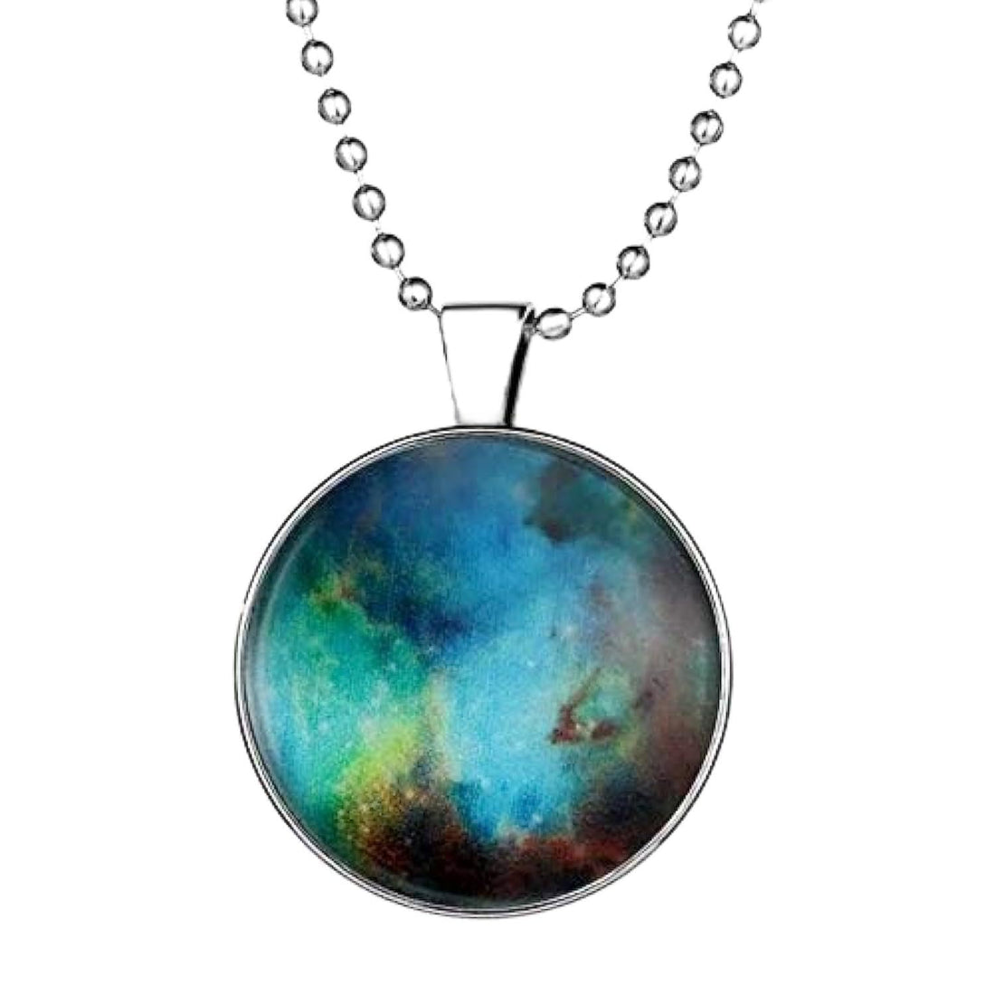 Fashion 2018 Glow Alloy Necklace in The Dark Nebula Glass Pendant Silver Chain Jewelry Wholesale