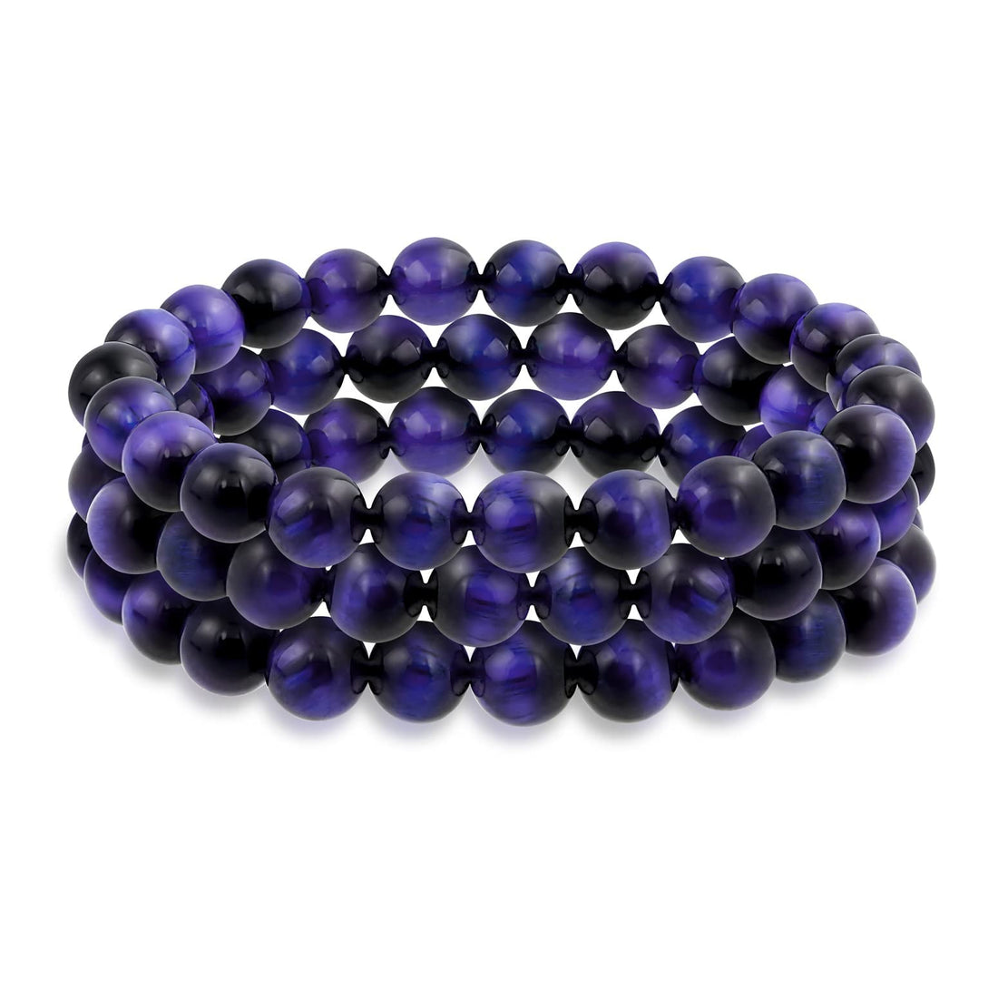 Hot And Bold Matching Natural Multi Layer Gem Stone Beads Stacked Combo Bracelets For Unisex Adult, One Size, Gemstone, Blue Tiger Eye