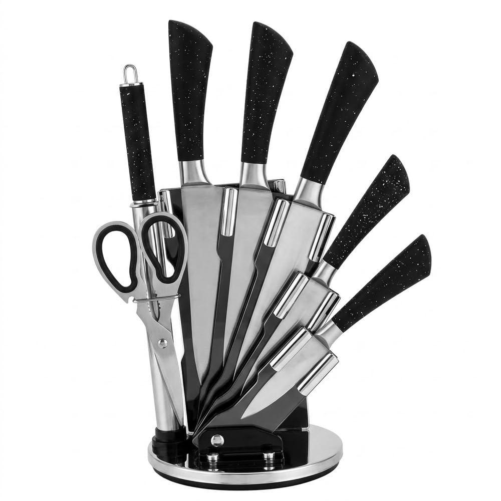 Kitchen Knife Set with Stand,Stainless Steel Blades 8 Pieces- A1-218