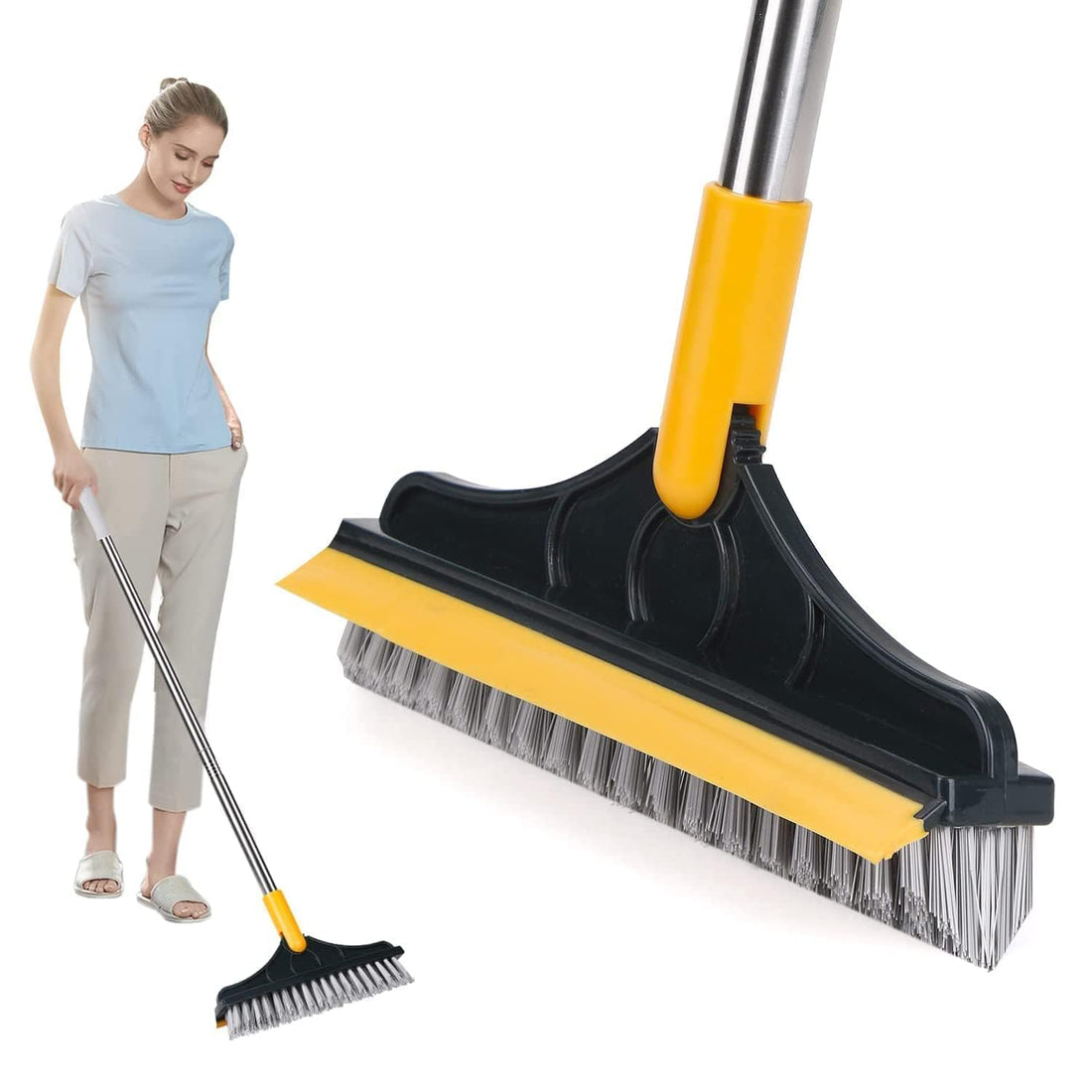 HIKIN SUPERMARKET™ 2 in 1 Floor Scrub Brush Tiles Cleaning Brush with Long Handle 180° Rotate | Multi-Purpose Cleaning Floor Brush for Home Bathroom Pack of 1