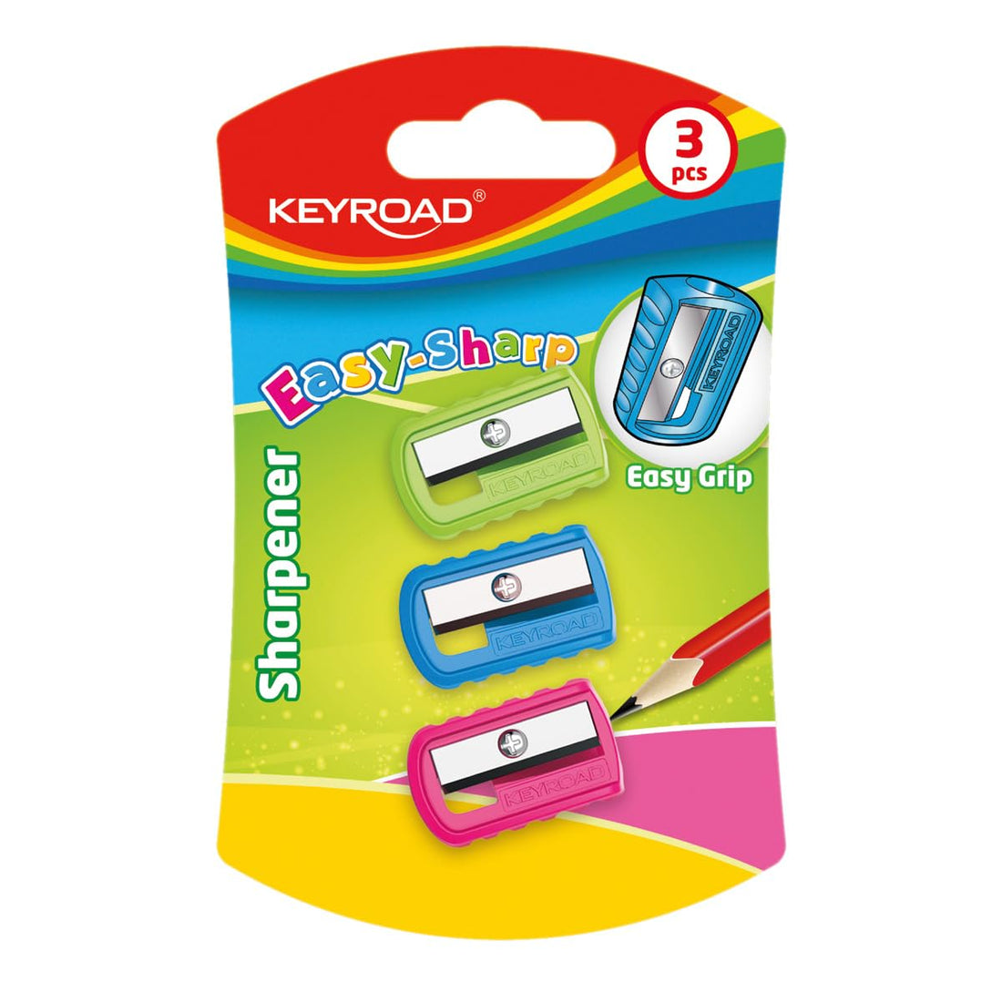 Keyroad KR971747 Sharpener 3 Pieces / Easy Green Card Model- 3 pieces -multicolor