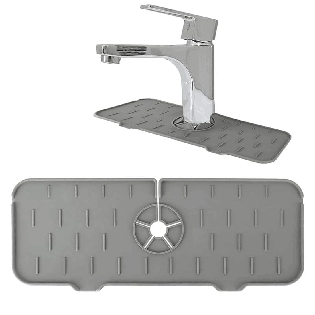 Silicone Faucet Absorbent Mats, Kitchen Sink Mats, Water Saving Splash Proof Faucet Sink Draining Pad, Faucet Drying Mats for Kitchen Counter & Bathroom Countertop Protect - Grey