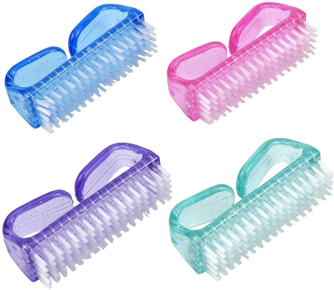 DELFINO Colorful Nail Brush, Nail Hand Scrubbing Cleaning Brush, Fingernail Brush, Handle Nail Brush Hand Scrubbing Cleaning Brush, Nail Brushes, Hand Wash Brushes 4PCS