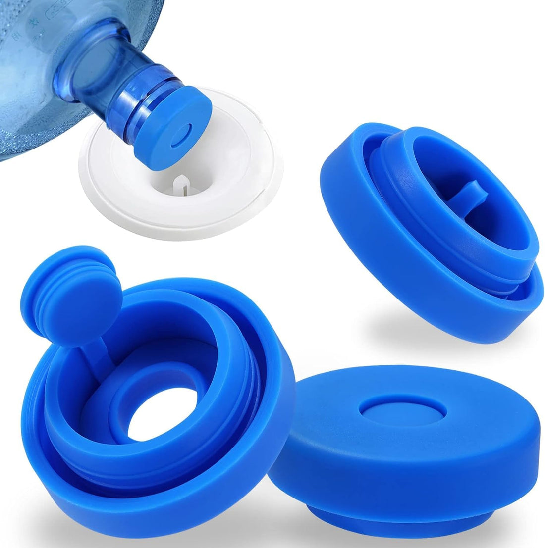 2 to 5 Gallon Reusable Silicone Water Bottle Cap, 55mm Leak Proof Spill Proof Water Bottle Seal, Flexible Water Jug Lids to Keep Water Fresh and Clean (1)