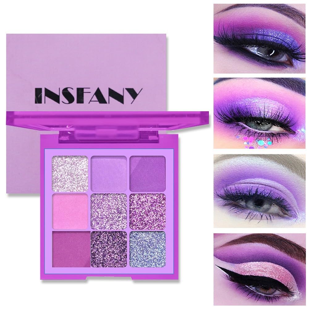 fashion mania 9Color Matte Shimmer Natural Neutral Smokey Eye Eyeshadow Palettes Highly Pigmented Naturing-Looking Long Lasting Waterproof Blendable (Raspberry sauce purple)
