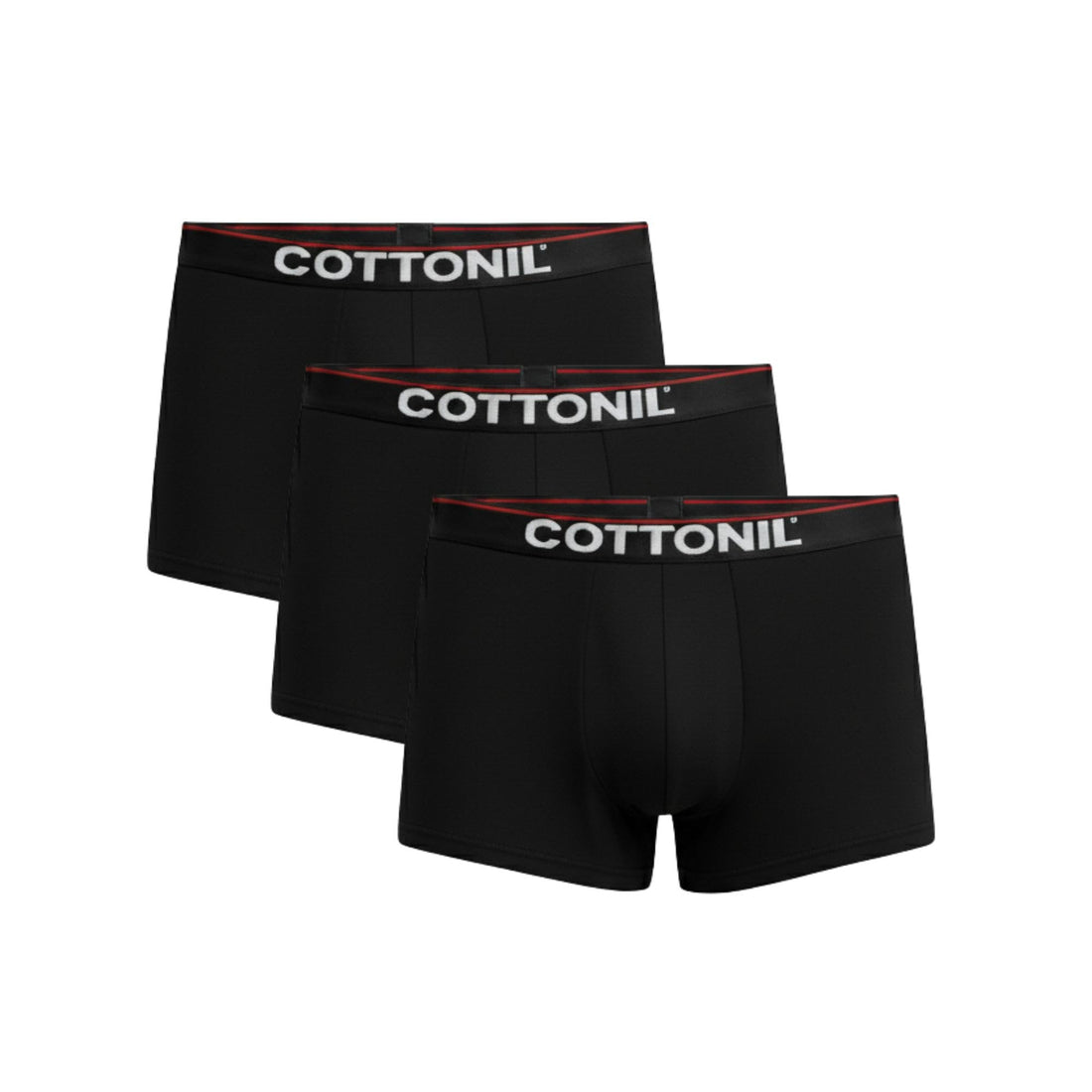 Cottonil Men's Everyday Boxer, Black Color, 3-Pack, Cotton Lycra