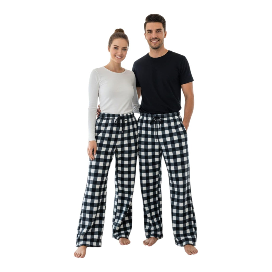 Unisex Polar Plaid Pants for Women Men Girls Youth - Wide Leg with Pockets - One Piece