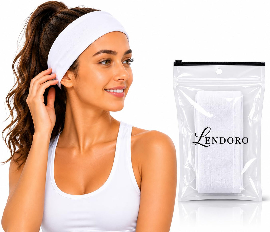 Fashion Wide Headbands, Soft Fabric, 7cm, Stretchy Hair Bands for Makeup, Yoga, Running, Sports (1, White)