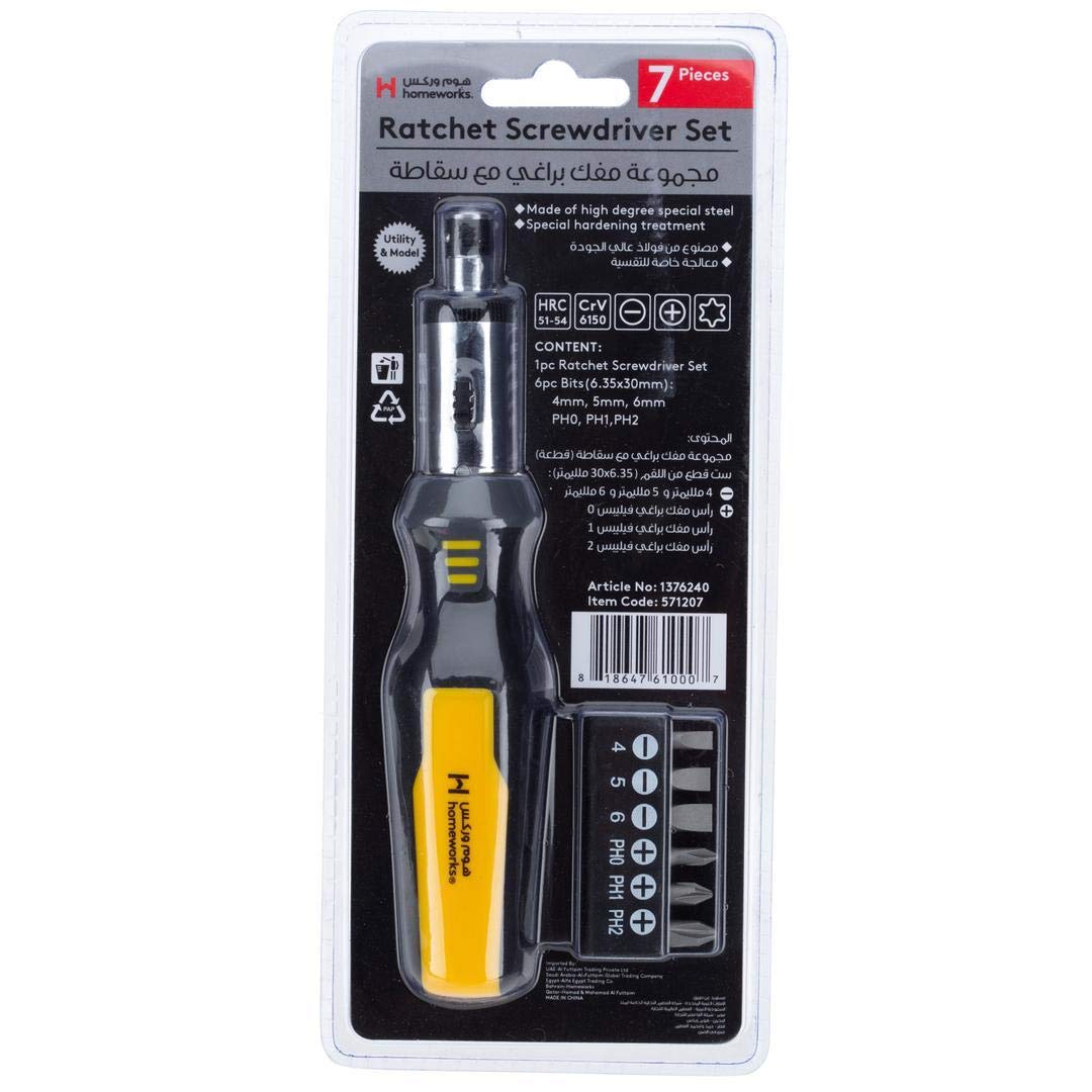 HomeWorks Ratchet Screwdriver Set 7 pc