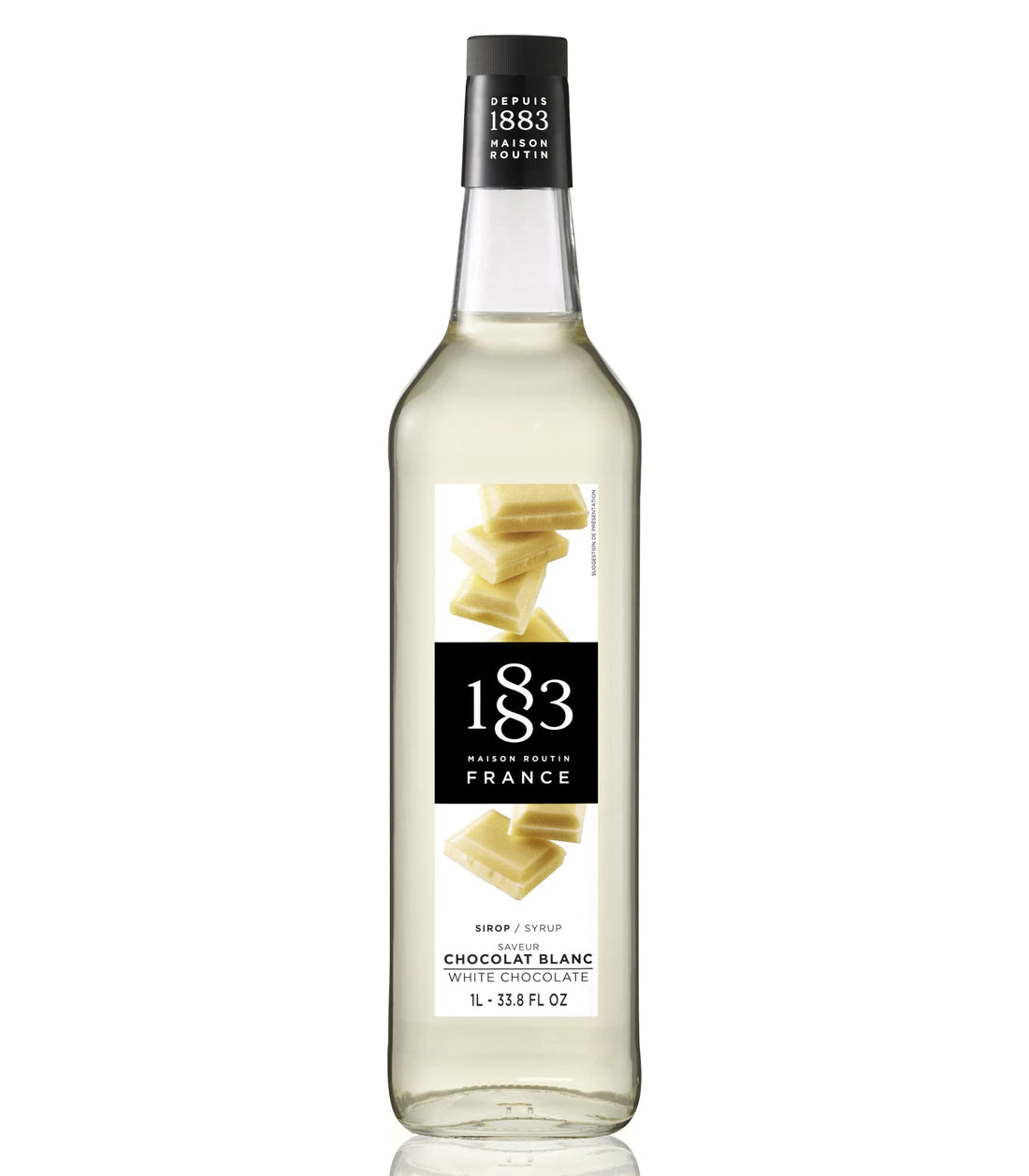 1883 MAISON ROUTIN FRANCE, CHOCOLAT BLANC, WHITE CHOCOLATE Syrup, Glass Bottle, 1 Liter, Made in France