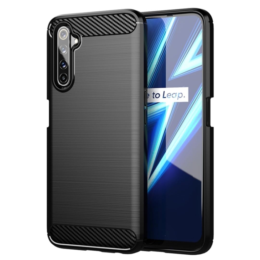 جراب متوافق مع Realme 6 Pro ، - غطاء حماية مصقول مقاوم للصدمات شديد التحمل رفيع للغاية من ألياف الكربون المصقولة - جراب أصلي جديد فائق الجودة مقاوم للانزلاق من Graby Shop - أسود