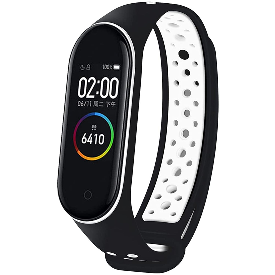 Sport Silicone Bracelet Strap Band For Xiaomi Mi Band 3/4 Breathable Strap Replacement M3 M4 Plus Bracelet - Black & White