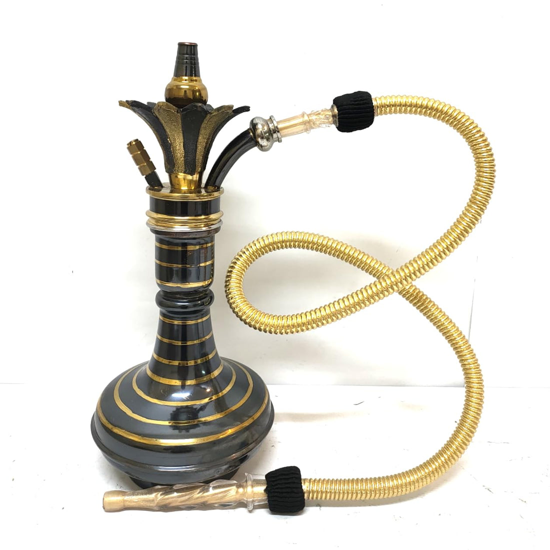 Bambino Gold oxide Lotus complete with fluted dish shaped brass vase